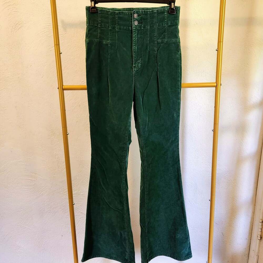 We The Free Jayde Cord Flare Size 30 Green Corduroy Pants